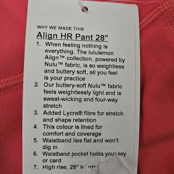 Lululemon Align HR Pant 28” PLBR Pale Raspberry Pink Leggings Women's Size 8 - Picture 7 of 7